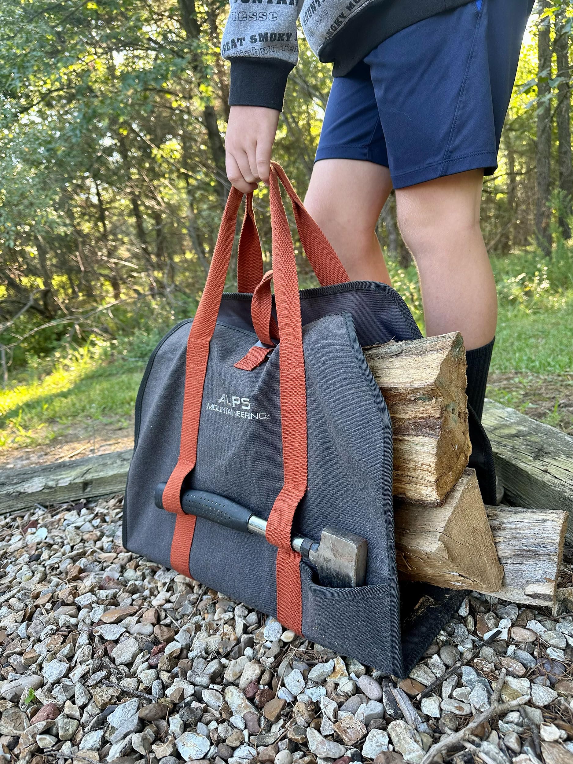 ALPS Mountaineering Firewood Carrier – Heavy Duty Waxed Canvas Log Carrier with Handles & Hatchet Sleeve for Camping, Fireplace, Fire Pit & Outdoor Wood Carrying Tote Bag - Image 6