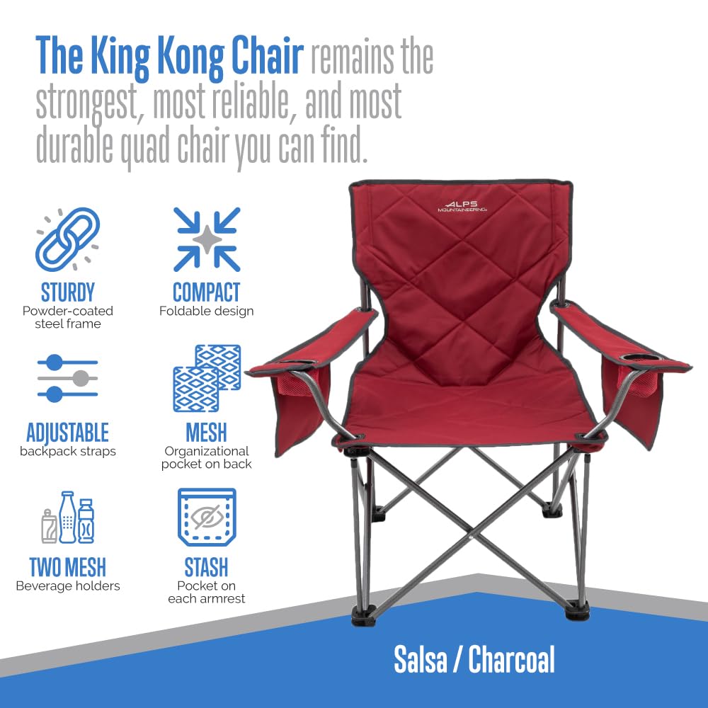 ALPS Mountaineering King Kong Camping Chairs for Adults with Mesh Cup Holders and Pockets, Built Durable and Reliable with Compact Foldable Steel Frame - Image 4
