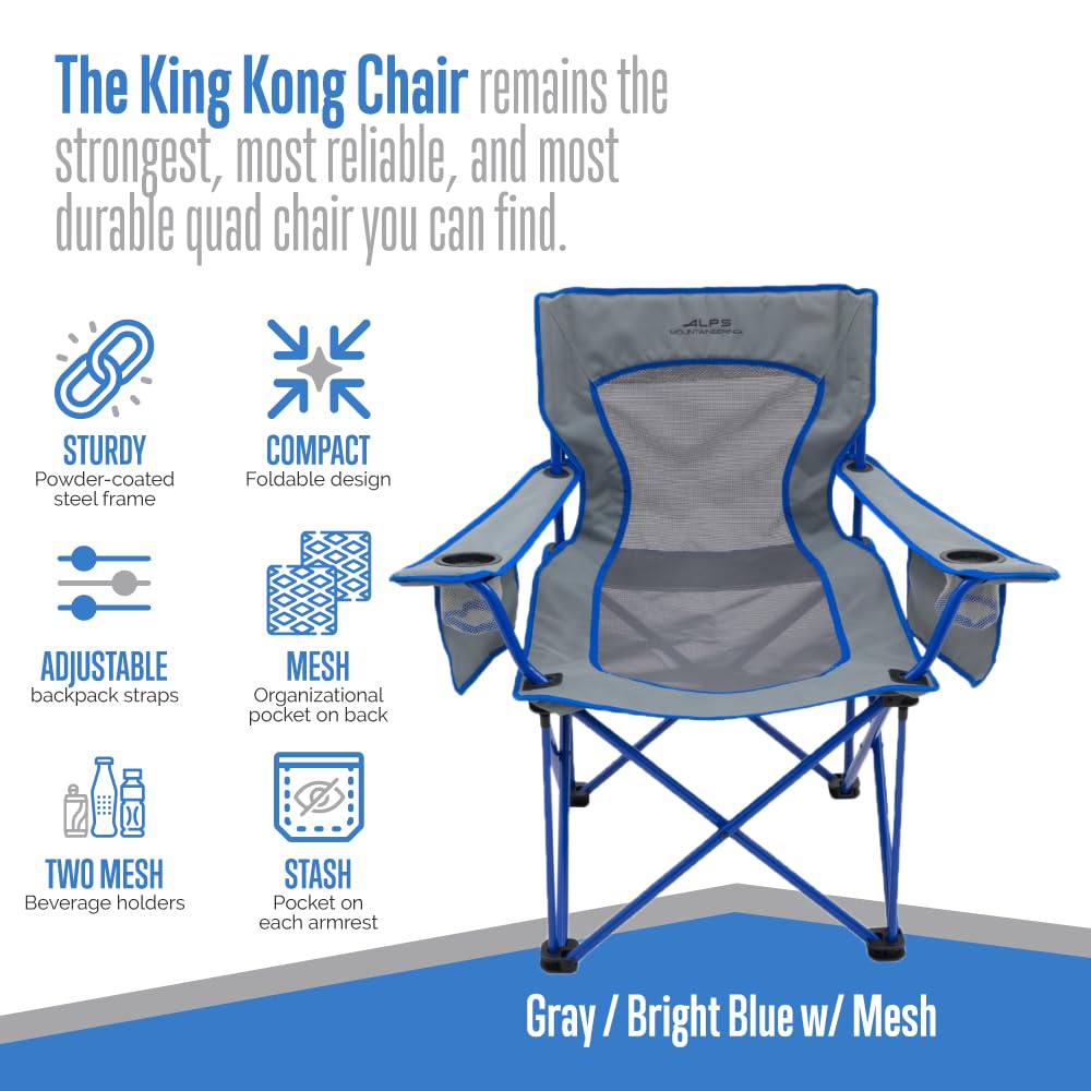 ALPS Mountaineering King Kong Camping Chairs for Adults with Mesh Cup Holders and Pockets, Built Durable and Reliable with Compact Foldable Steel Frame - Image 4
